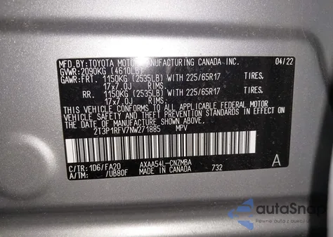 2022 Toyota Rav4 Xle from USA, damaged, VIN 2T3P1RFV7NW271885